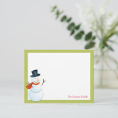 Vriendelijke sneeuwman noordpool groene kerstmis d kaart (Staand voorkant)