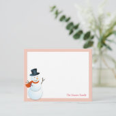 Vriendelijke sneeuwman noordpoolroze vakantie beda kaart (Staand voorkant)