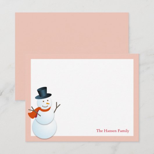 Vriendelijke sneeuwman noordpoolroze vakantie beda kaart (Voorkant / Achterkant)