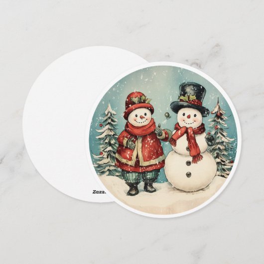 Vriendelijke Sneeuwmannen  Feestdagenkaart (Voorkant / Achterkant)