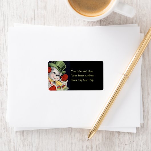 Vriendelijke Snowman  adreslabel Etiket (Insitu)