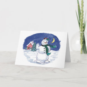 Vriendelijke Snowman Wenskaart Feestdagen Kaart