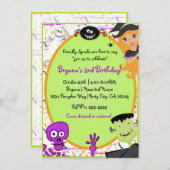 Vriendelijke Spooks Kinder Halloween Party Invitat Kaart (Voorkant / Achterkant)