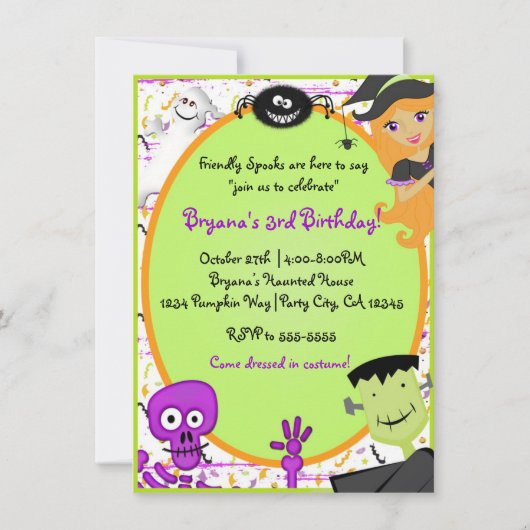 Vriendelijke Spooks Kinder Halloween Party Invitat Kaart (Voorkant)
