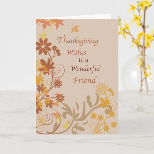 Vriendelijke Thanksgiving wenst alle bladeren en b Kaart (Gele Bloem)