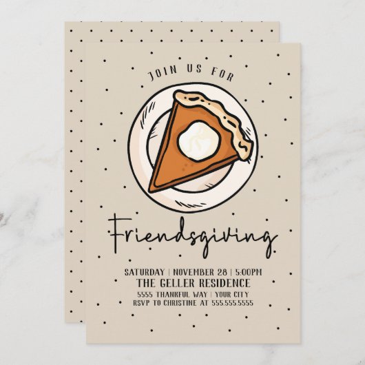 Vriendelijke Uitnodiging Pumpkin Pie - Thanksgivin (Voorkant / Achterkant)