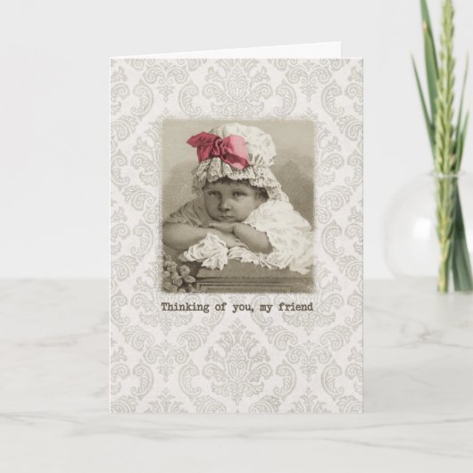 Vriendelijke Verjaardag - Meisje in Bonnet Kaart (Voorkant)