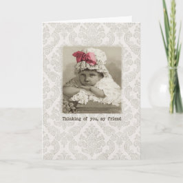 Vriendelijke Verjaardag -  Meisje in Bonnet Kaart