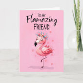 Vriendelijke Verjaardag met Flamingo Fabulous en F Kaart (Voorkant)