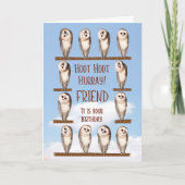 Vriendelijke verjaardag, nieuwsgierige uilen kaart (Voorkant)