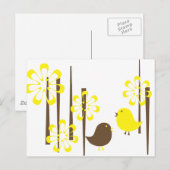 Vriendelijke vogels in geel briefkaart (Voorkant / Achterkant)