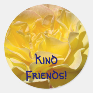 Vriendelijke vrienden! Postzegels Gele Roos Maatwe Ronde Sticker