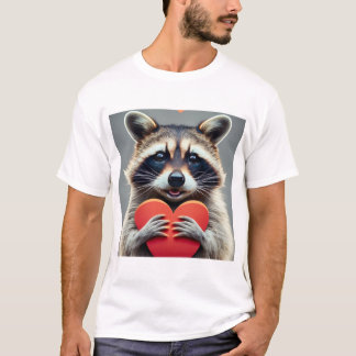 Vriendelijke wasbeer met hart t-shirt