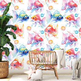 Vriendelijke Waterverf Goldfish Behang