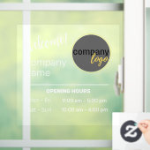 VRIENDELIJKE WELKOMSTWINKEL WINKELUREN WITTE TEKST RAAMSTICKER (Huis)