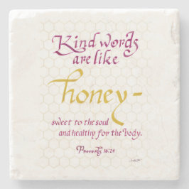 Vriendelijke woorden zijn als Honey Bible Verse Stenen Onderzetter