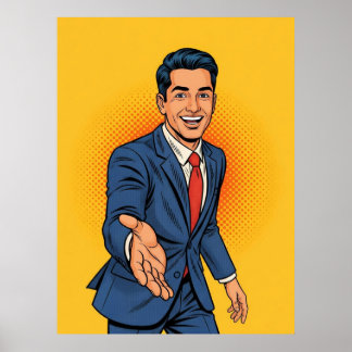 Vriendelijke zakenman illustratie poster