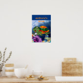 Vriendelijke zeeschildpad in zee poster (Keuken)