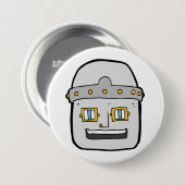 Vriendelijke zilveren robothoofd ronde button 7,6 cm (Voorkant /achterkant)