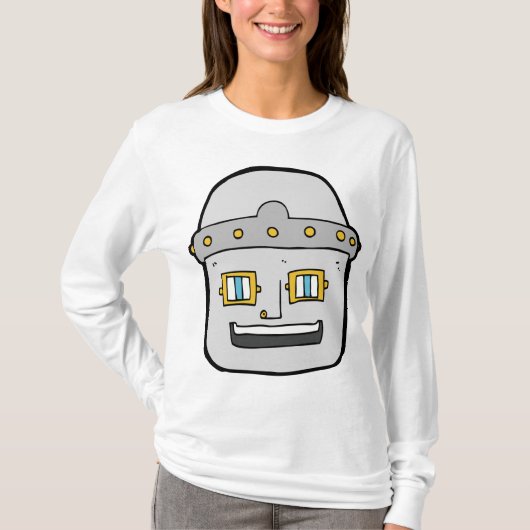 Vriendelijke zilveren robothoofd t-shirt (Voorkant)