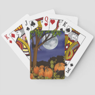 Vriendelijke zwarte katten in pompoenpleisterkaart pokerkaarten