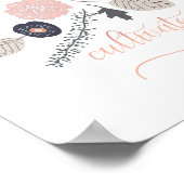 Vriendelijkheid Botanisch Roze Zwart Bloemen Poster (Hoek)