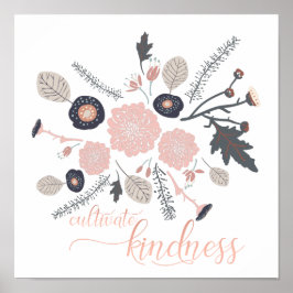 Vriendelijkheid Botanisch Roze Zwart Bloemen Poster