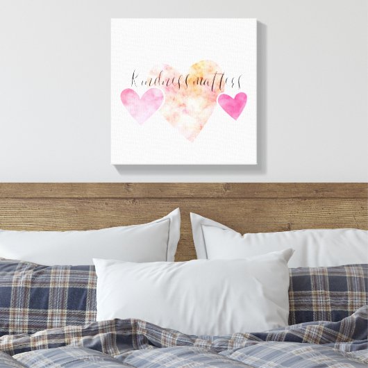 Vriendelijkheid doet ertoe roze Waterverf harten Canvas Afdruk (Insitu (Slaapkamer))
