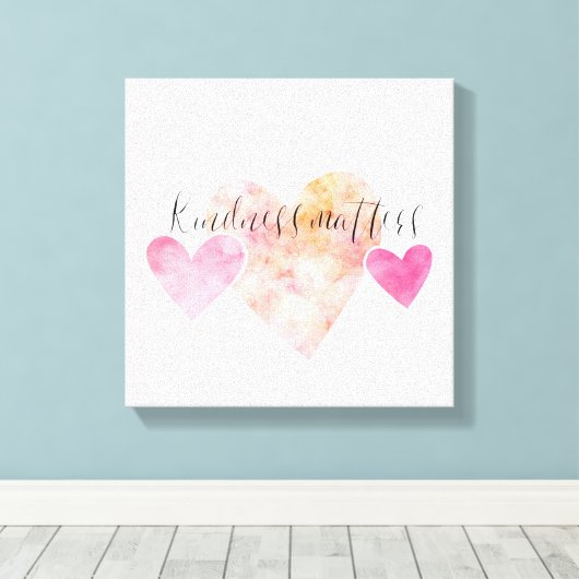 Vriendelijkheid doet ertoe roze Waterverf harten Canvas Afdruk (Insitu (Houten vloer))