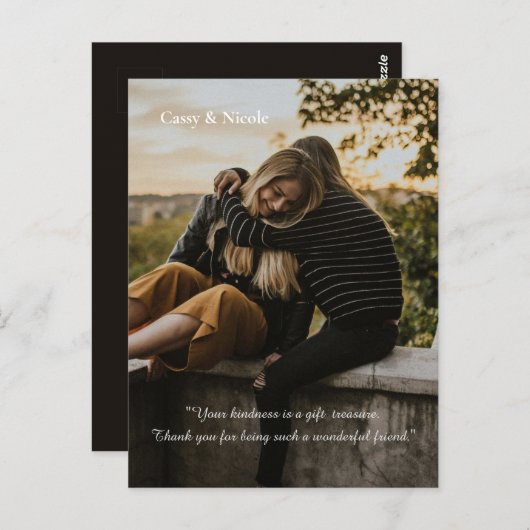 Vriendelijkheid en dank u briefkaart (Voorkant / Achterkant)