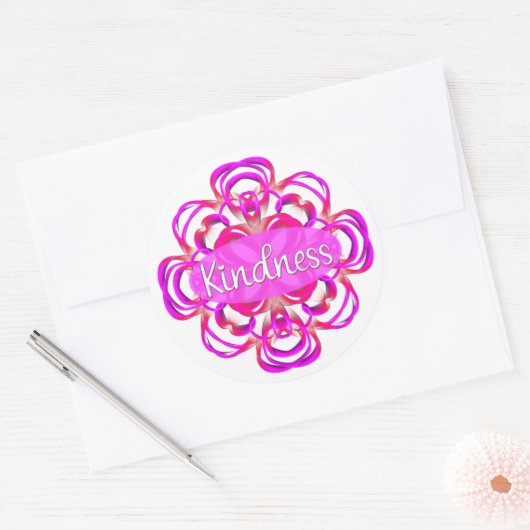 Vriendelijkheid in Roze Ronde Sticker (Envelop)