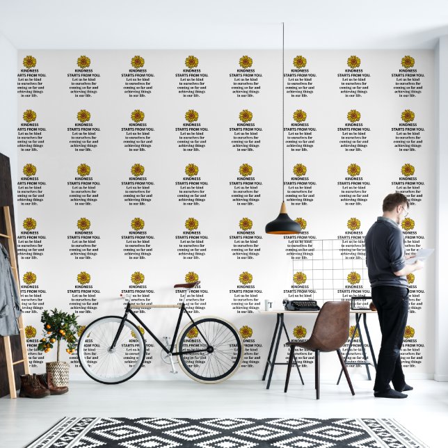 Vriendelijkheid Inspirerende Quote  Zonnebloem Vri Behang (Woonkamer)