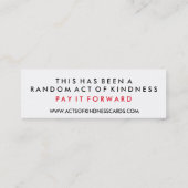 Vriendelijkheid is besmettelijke willekeurige hand mini visitekaartje (Achterkant)