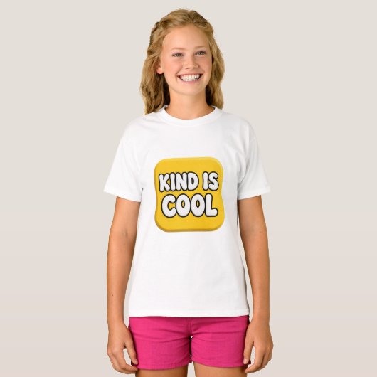 Vriendelijkheid Is Cool Gele Badge T-shirt (Voorkant volledig)