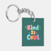 "Vriendelijkheid is Cool" Pastel Retro Typografie  Sleutelhanger (Voorkant Links)