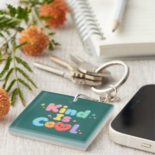 "Vriendelijkheid is Cool" Pastel Retro Typografie Sleutelhanger