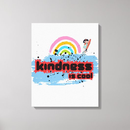Vriendelijkheid is cool - Rainbow Surf Vibes Canvas Afdruk (Voorkant)