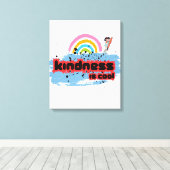 Vriendelijkheid is cool - Rainbow Surf Vibes Canvas Afdruk (Insitu (Houten vloer))