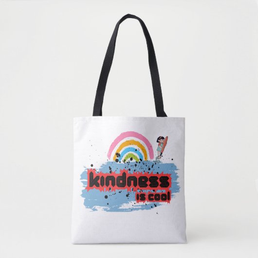 Vriendelijkheid is cool - Rainbow Surf Vibes Tote Bag (Voorkant)