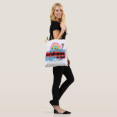 Vriendelijkheid is cool - Rainbow Surf Vibes Tote Bag (Op model)