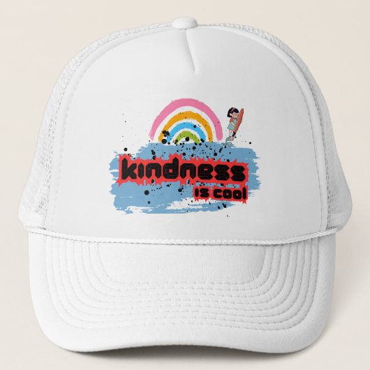 Vriendelijkheid is cool - Rainbow Surf Vibes Trucker Pet (Voorkant)