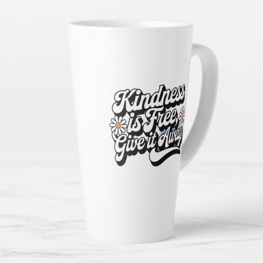 "Vriendelijkheid is gratis, geef het weg" Latte Mok (Rechterhoek)