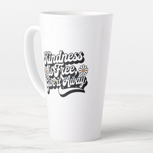 "Vriendelijkheid is gratis, geef het weg" Latte Mok (Linkerhoek)