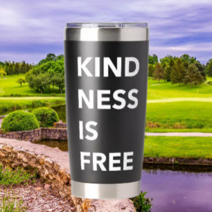 VRIENDELIJKHEID IS GRATIS Vetgedrukte Typografie T Geïsoleerde Drinkbeker