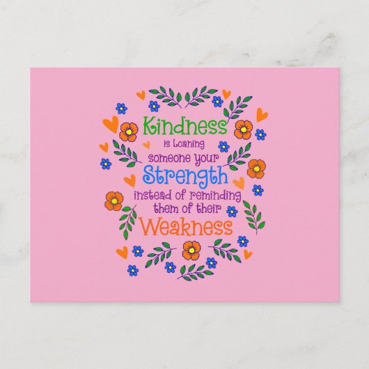 Vriendelijkheid is iemand je kracht lenen briefkaart (Voorkant)