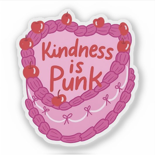 Vriendelijkheid Is Punk Hart Cake | Schattig Alter Sticker (Voorkant)