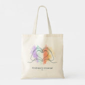 Vriendelijkheid Is Universeel Pride Hart Ontwerp Tote Bag (Achterkant)