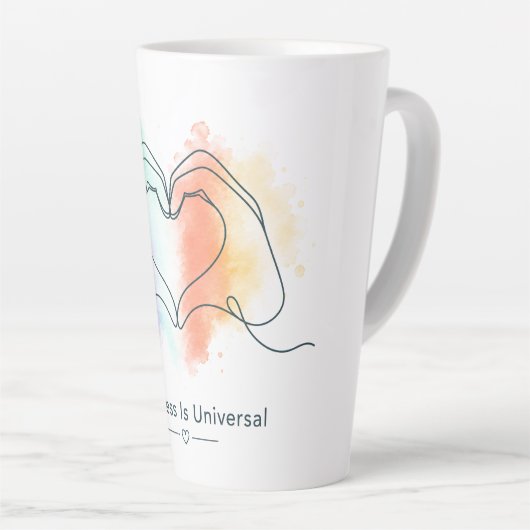 Vriendelijkheid is universeel Pride Heart Design Latte Mok (Rechterhoek)
