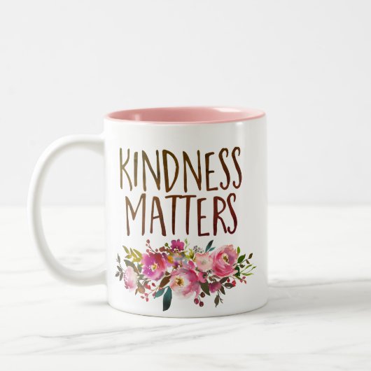 Vriendelijkheid Maakt Roze Paarse Boho Bloemen The Tweekleurige Koffiemok (Links)