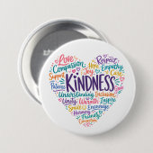 Vriendelijkheid, mededogen, empathie en respect ronde button 7,6 cm (Voorkant /achterkant)